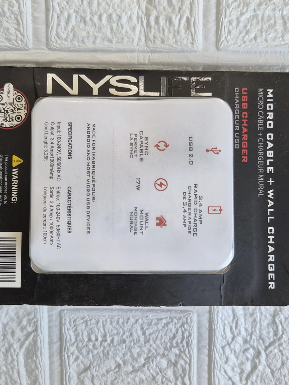 Black USB Wall Charger with Micro USB Cable